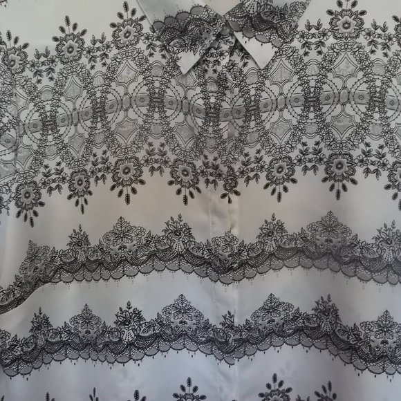 2/$15...Black and white patterned blouse - Picture 3 of 4